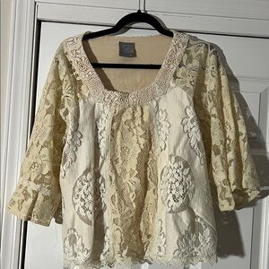 Anthropologie Beige Lace Blouse